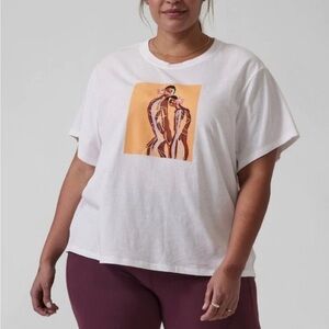 Athleta Daily Relaxed Artist Graphic White Tee Size 3X Short Sleeve Artsy Gym